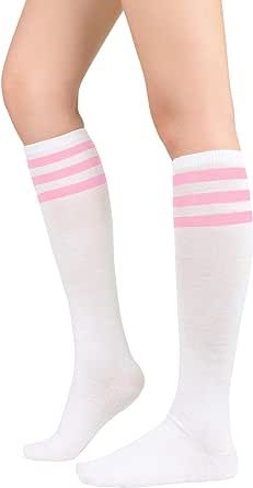 American Trends Womens Athletic Socks Outdoor Sport Socks Thigh High Tights Stockings Casual Stripes Tube Socks