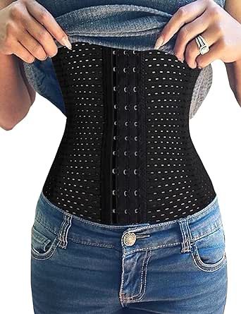 Youloveit Women's Waist Trainer Corset for Everyday Wear Steel Boned Tummy Control Body Shaper with Adjustable Hooks