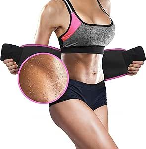 Perfotek Waist Trimmer Belt for Women Waist Trainer Sauna Belt Tummy Toner Low Back and Lumbar Support with Sauna Suit Effect (Large Pink)