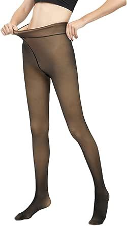 Fleece Lined Tights Women Leggings Thermal Pantyhose Fake Translucent Tights Opaque High Waisted Winter Warm Sheer Tight