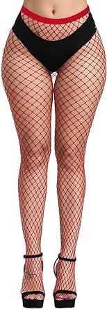 CozyWow High Waist Footed Fishnet Tights Soft & Stretchy Partterned Fishnets Garter Thigh High Stockings for Women