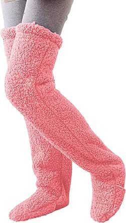 Teddy Legs Socks Over Knee High Fuzzy Plush Slipper Stockings Furry Long Leg Warmers Winter Home Sleeping
