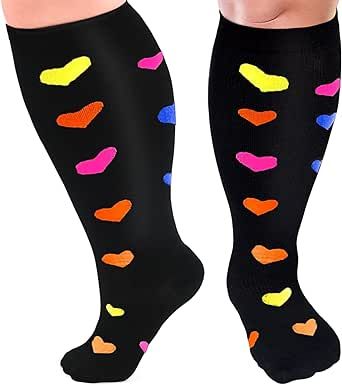 GET-FA Plus Size Compression Socks for Women and Men Wide Calf 20-30mmhg Extra Large Knee High Support for Circulation