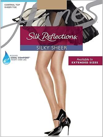 Hanes Silk Reflections Women's Silky Sheer Control Top Sandalfoot Hosiery (Pack of 3)