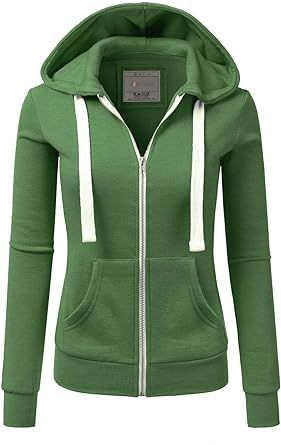 DOUBLJU Lightweight Thin Zip-Up Hoodie Jacket for Women with Plus Size
