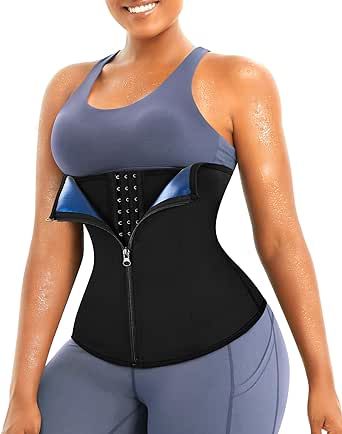 LEINIDINA Womens Waist Trainer Corset with Zipper Sweat Waist Trimmer for Women Workout Belt Corset Shapewear
