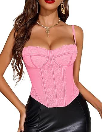 Avidlove Lace Corset Top Corset Tops for Women Sexy Bustier Tops for Women Going Out Vintage Spaghetti Strap Party