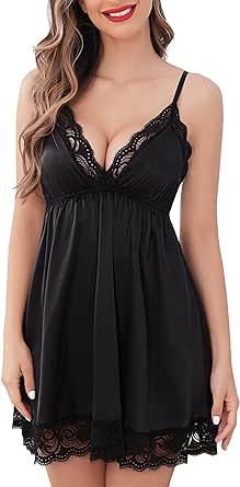 Avidlove Women Lace Nightgown Satin Chemise Sexy Lingerie Dress V Neck Sleepwear Slips Nightie