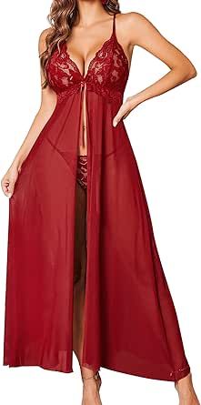 Avidlove Women Lingerie Lace Babydoll High Split Maxi Long Gown Maternity Photoshoot Dress